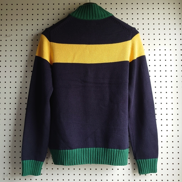 Polo Ralph Lauren Cotton Quarter-Zip Jumper Sweater XL/TG (18-20) Navy Multi - Picture 10 of 13